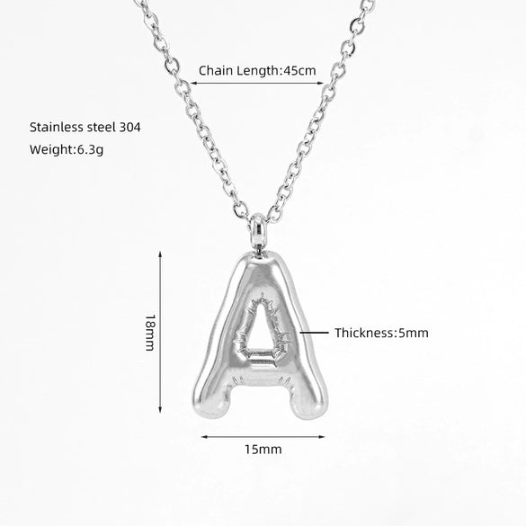Fashion Stainless Steel And Titanium Steel Chubby Bubble Letter Necklace With Polishing Treatment And Cross Chain
