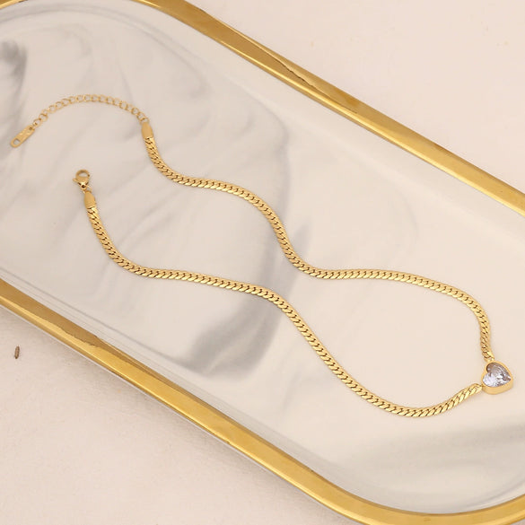 Fashion Stainless Steel And Titanium Steel Heart Shape Necklace With Electroplating For Women