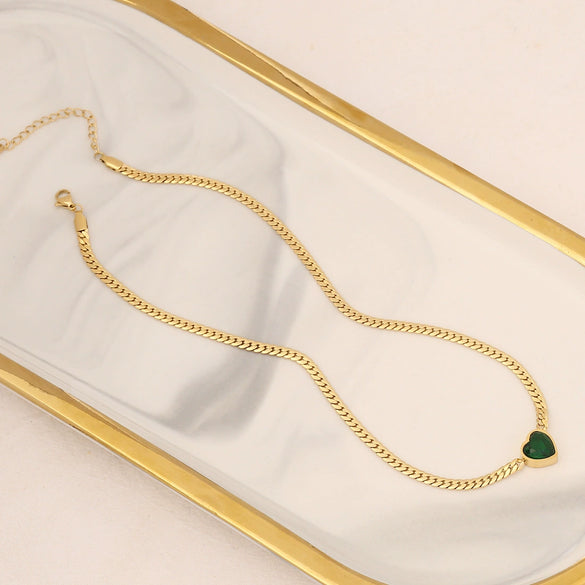 Fashion Stainless Steel And Titanium Steel Heart Shape Necklace With Electroplating For Women