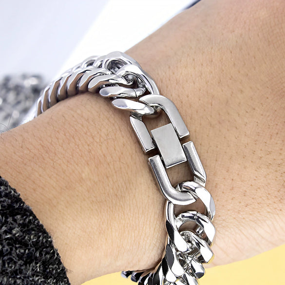 Fashion Stainless Steel And Titanium Steel Necklace And Bracelet With Geometric Pattern And Polish Finish For Unisex
