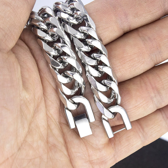 Fashion Stainless Steel And Titanium Steel Necklace And Bracelet With Geometric Pattern And Polish Finish For Unisex