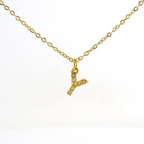 Fashion Stainless Steel And Titanium Steel Necklace With Diamond And Letter Pattern For Unisex