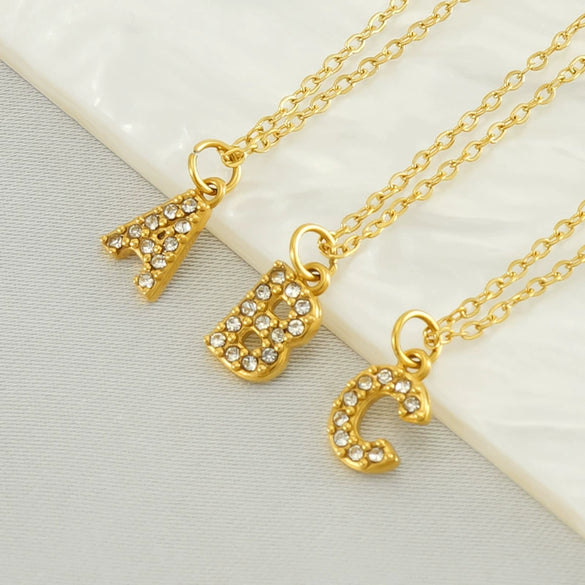 Fashion Stainless Steel And Titanium Steel Necklace With Diamond And Letter Pattern For Unisex