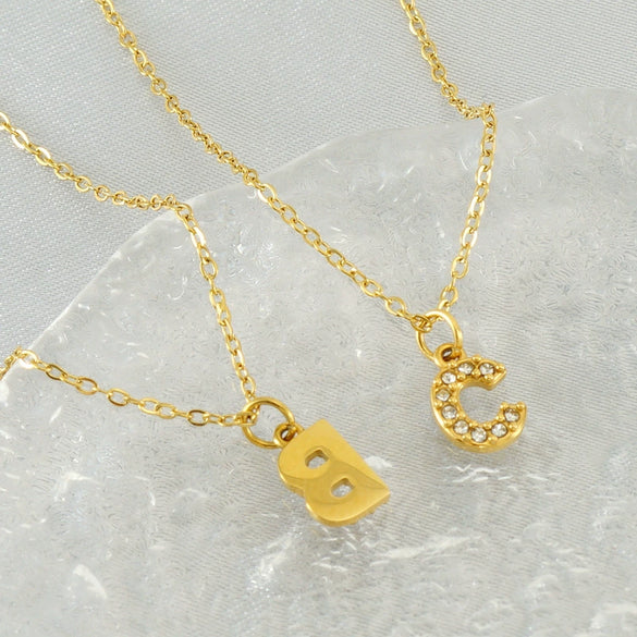 Fashion Stainless Steel And Titanium Steel Necklace With Diamond And Letter Pattern For Unisex