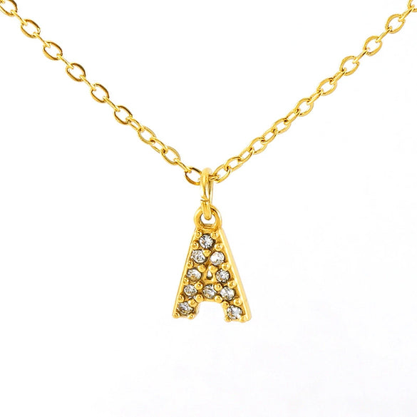 Fashion Stainless Steel And Titanium Steel Necklace With Diamond And Letter Pattern For Unisex