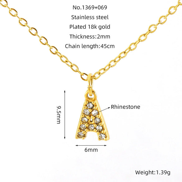 Fashion Stainless Steel And Titanium Steel Necklace With Diamond And Letter Pattern For Unisex