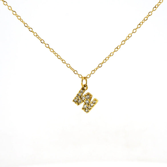 Fashion Stainless Steel And Titanium Steel Necklace With Diamond And Letter Pattern For Unisex