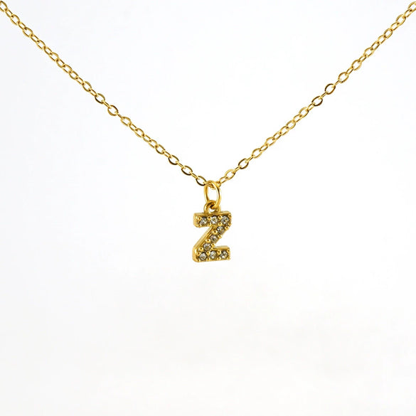 Fashion Stainless Steel And Titanium Steel Necklace With Diamond And Letter Pattern For Unisex