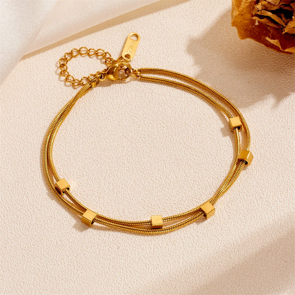 Fashion Stainless Steel And Titanium Steel Round Bead Necklace And Bracelet With Love Water Drops Bell Pattern