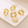 Fashion Stainless Steel Bow Opening Ring Retro Style Real Gold Electroplated