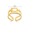 Fashion Stainless Steel Bow Opening Ring Retro Style Real Gold Electroplated