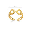 Fashion Stainless Steel Bow Opening Ring Retro Style Real Gold Electroplated
