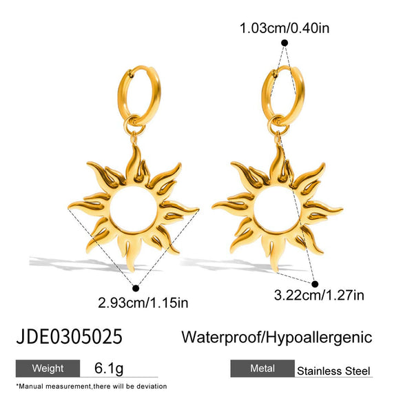 Fashion Stainless Steel Bracelet And Women's Earrings With Electroplating Ins Style Minimalist Sunflower Design