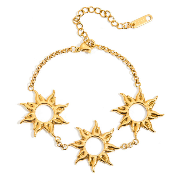 Fashion Stainless Steel Bracelet And Women's Earrings With Electroplating Ins Style Minimalist Sunflower Design