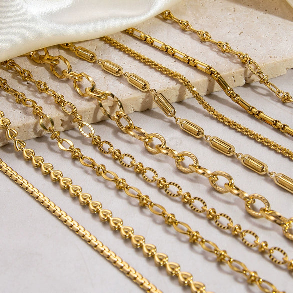 Fashion Stainless Steel Bracelet With Embossed Flower Cuban Chain And Geometric Pattern Electroplated For Men And Women