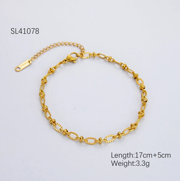 Fashion Stainless Steel Bracelet With Embossed Flower Cuban Chain And Geometric Pattern Electroplated For Men And Women