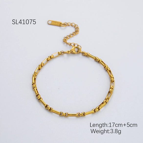 Fashion Stainless Steel Bracelet With Embossed Flower Cuban Chain And Geometric Pattern Electroplated For Men And Women