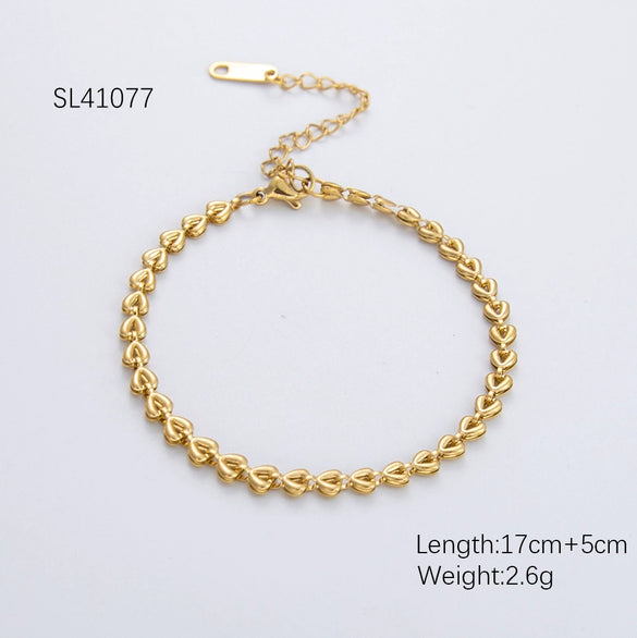 Fashion Stainless Steel Bracelet With Embossed Flower Cuban Chain And Geometric Pattern Electroplated For Men And Women