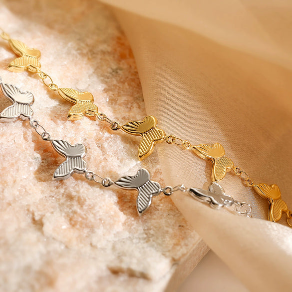 Fashion Stainless Steel Butterfly Bracelet With 18K Gold Plated Electroplating For Female