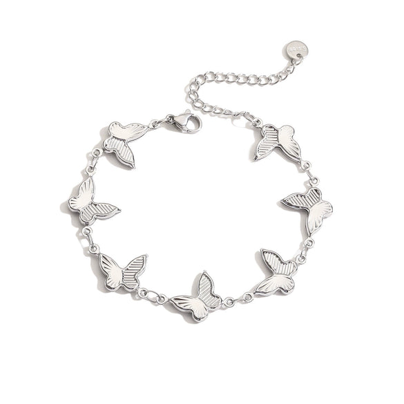 Fashion Stainless Steel Butterfly Bracelet With 18K Gold Plated Electroplating For Female