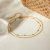 Fashion Stainless Steel Double Layer Ball Bead Chain Anklets 18K Gold Plated Geometric Style Women's Jewelry