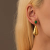 Fashion Stainless Steel Drop Shape Pendant Inlaid With Natural Stone Electroplated Women's Earrings