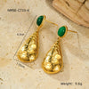 Fashion Stainless Steel Drop Shape Pendant Inlaid With Natural Stone Electroplated Women's Earrings