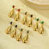 Fashion Stainless Steel Drop Shape Pendant Inlaid With Natural Stone Electroplated Women's Earrings