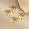 Fashion Stainless Steel Earrings With Geometric Pattern Inlaid With Zircon Tassel Pendant Electroplated For Women