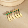 Fashion Stainless Steel Earrings With Geometric Pattern Inlaid With Zircon Tassel Pendant Electroplated For Women