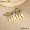 Fashion Stainless Steel Earrings With Geometric Pattern Inlaid With Zircon Tassel Pendant Electroplated For Women
