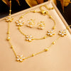 Fashion Stainless Steel Flower Necklace Jewelry Suit With Electroplating Treatment