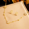 Fashion Stainless Steel Flower Necklace Jewelry Suit With Electroplating Treatment