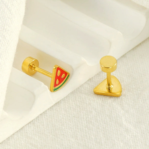 Fashion 316L Stainless Steel Fruit Watermelon Earrings For Women With Electroplating