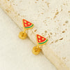 Fashion 316L Stainless Steel Fruit Watermelon Earrings For Women With Electroplating