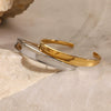 Fashion Stainless Steel Geometric Concave Smooth Opening Bracelet Electroplated Hand Jewelry
