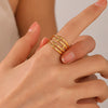 Fashion Stainless Steel Geometric Opening Adjustable Ring With Real Gold Electroplated Treatment