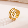 Fashion Stainless Steel Geometric Opening Adjustable Ring With Real Gold Electroplated Treatment