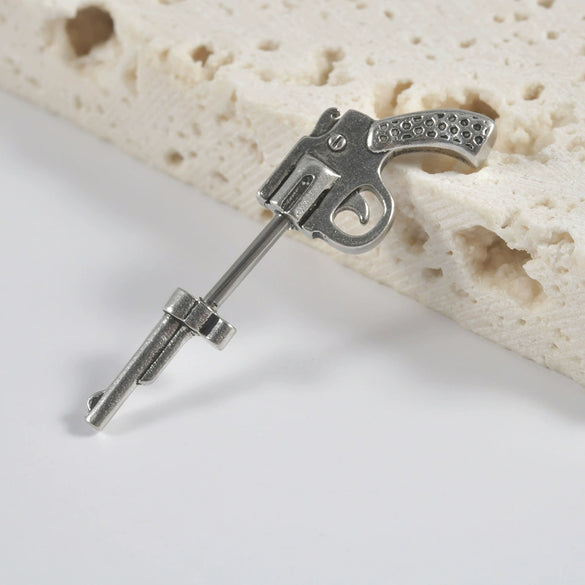 Fashion Stainless Steel Geometric Pistol Straight Rod Ear Studs With Polishing For Unisex