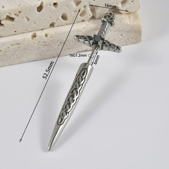 Fashion Stainless Steel Geometric Pistol Straight Rod Ear Studs With Polishing For Unisex