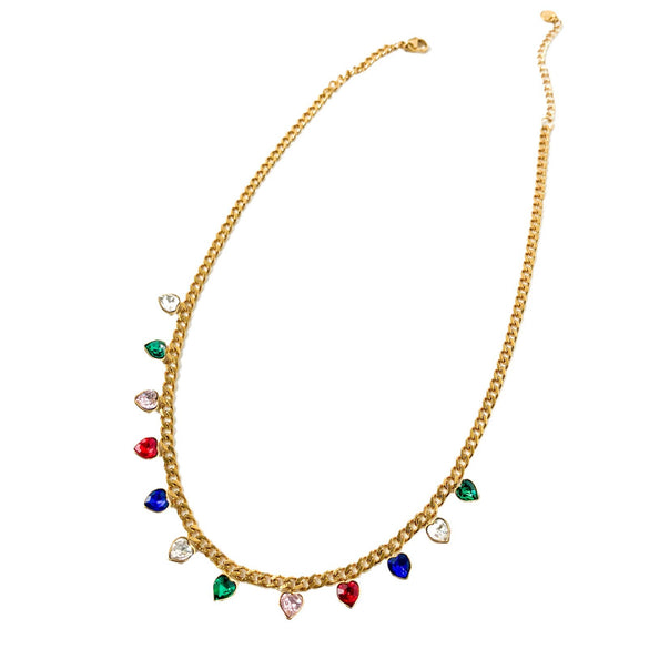 Fashion Stainless Steel Geometric Tassel Zircon Necklace With Electroplating