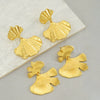 Fashion Stainless Steel Ginkgo Leaf Earrings For Women Electroplated