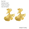 Fashion Stainless Steel Ginkgo Leaf Earrings For Women Electroplated