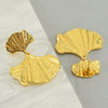 Fashion Stainless Steel Ginkgo Leaf Earrings For Women Electroplated