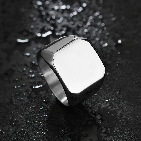 Fashion Geometric Customization Laser Engraving 304 Stainless Steel No Inlaid 18K Gold Plated Men'S Men Band Rings