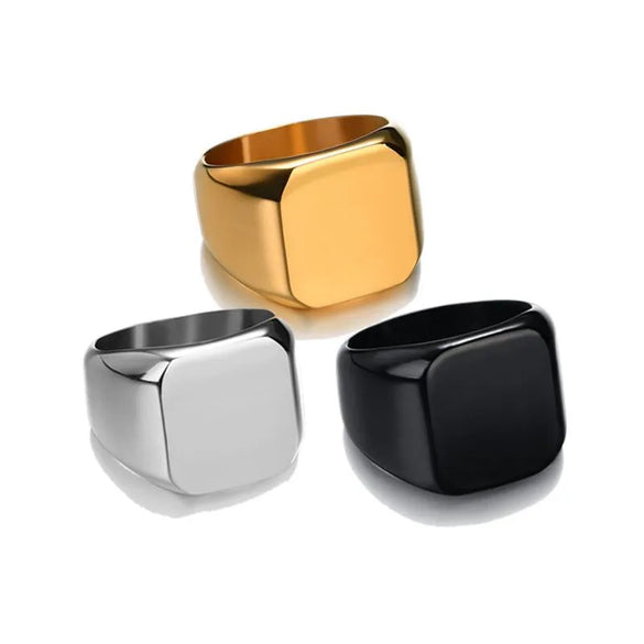 Fashion Geometric Customization Laser Engraving 304 Stainless Steel No Inlaid 18K Gold Plated Men'S Men Band Rings