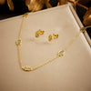 Fashion Stainless Steel Gold Plated Hollow Palm Jewelry Set Necklace Earrings Bracelet