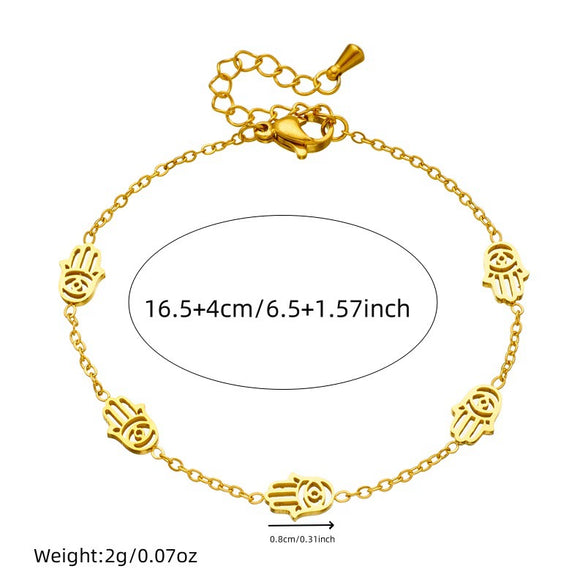 Fashion Stainless Steel Gold Plated Hollow Palm Jewelry Set Necklace Earrings Bracelet