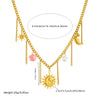 Fashion Stainless Steel Gold Plated Tassel Star Moon Pendant Necklace For Women