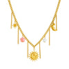 Fashion Stainless Steel Gold Plated Tassel Star Moon Pendant Necklace For Women